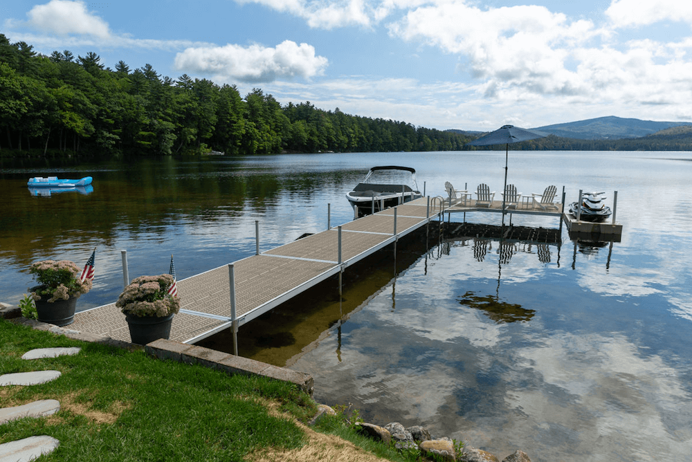 A brand new wooden floating dock